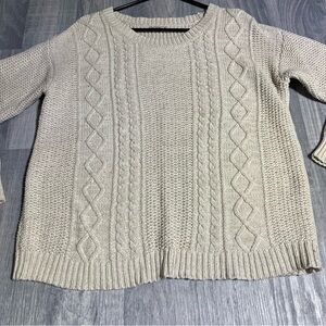 coincidence & Chance Cream Orange Confetti Cable Twist Knit Sweater; medium